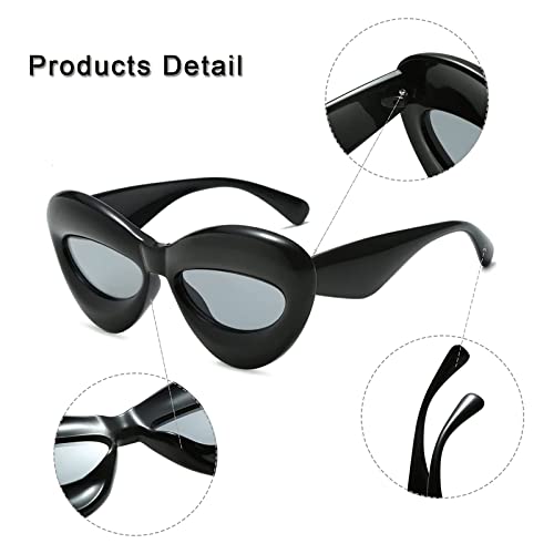 Long Keeper Sexy Lip Sunglasses - Unique Women Thick Frame Cat Eye Candy Color Punk Sun Glasses UV4003