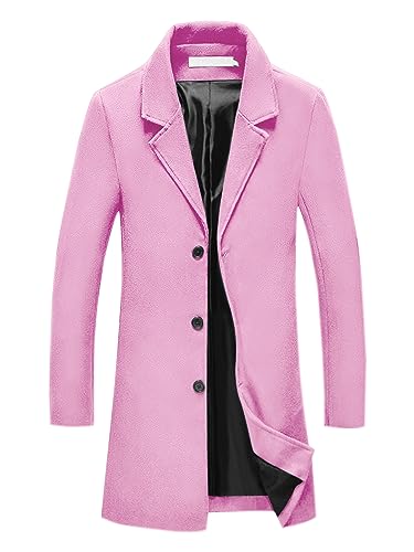 Image of Lars Amadeus Men's Trench Coat Notch Lapel Single Breasted Classic Long Pea Coats Overcoat