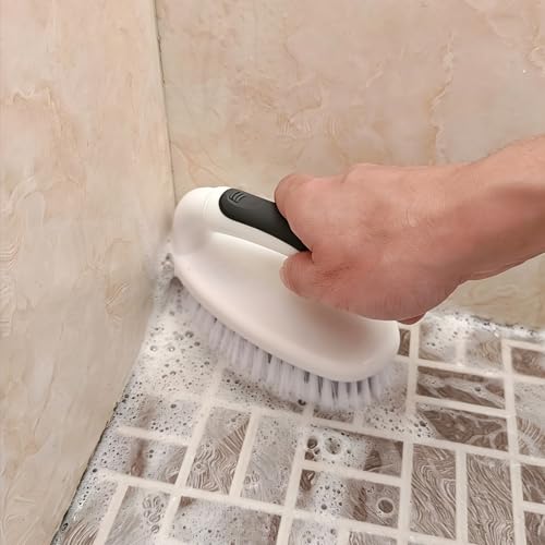 Image of Scrub Brushes for Cleaning Bathtub Scrubber Heavy Duty Scrub Brush with Handle Stiff Bristle Cleaning Brush for Shower, Kitchen, Sink, Bathroom, Floor (Black)