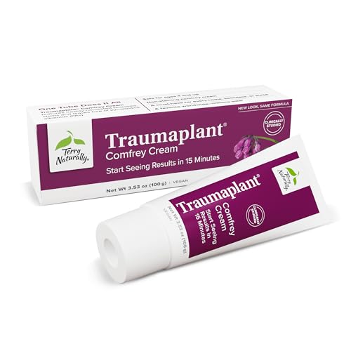 Terry Naturally Traumaplant Comfrey Cream - Non-Staining Herbal Cream - Clinically Studied and Free of Pyrrolizidine Alkaloids - for External Use Only - 3.53 oz