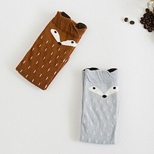 Baby Girls Cute Fox Pattern Soft Cotton Knee High Socks Hosiery4
