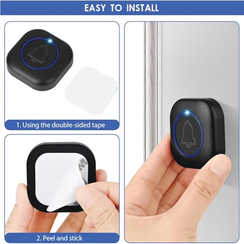 Image of Wireless Door Bell Kits for Home and Office, Small Calling Bell for Office, Upto 1000 Feet Range with 36 Melodies Chimes, LED Flash, 3 Level Volume Doorbell Alarm (Transmitter & Receiver)