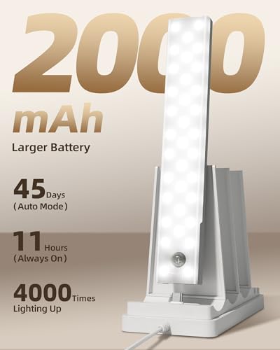 ezvalo 6-pack under cabinet lighting with charging station 2000mah rechargeable wireless motion sensor lights 3 color temps dimmable timer magnetic with remote control for kitchen closet stair