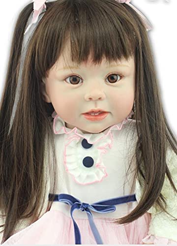 ZYYH 70cm Reborn Girl Reborn Babypuppe, Kleinkind Lange Haare Braune Augen/Blaue Augen Simulation Puppe, Weiches Silikon… – Bild 7