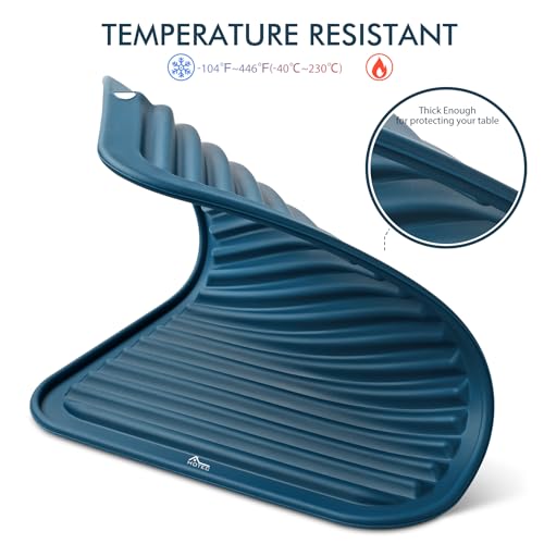 HOTEC BPA Free Silicone Trivets for Hot pots and Pans, 446℉ Heat Resistant for Kitchen Counter Dish Drying Mat, Set of 2 Classic Blue - Image 4