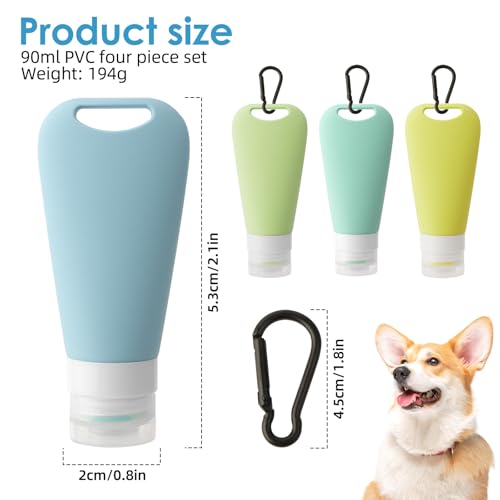 4 Stück Multifunktionale Silikon-Futterrohre für Hunde – Leicht, Tragbar, BPA-frei, 90 ml Kapazität pro Tube, Ideal für Snacks und Flüssigkeiten, 4 Farben (Hellblau, Himmelblau, Grasgrün, Ingwer-Gelb)