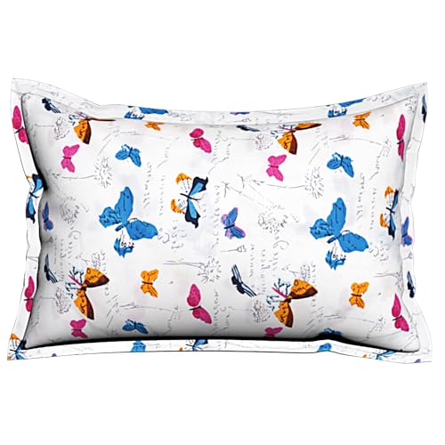 Image of Wakewell Pillow Cover Set of 2 | Standard Size | Soft & Breathable | Machine Washable | Bedroom & Living Room (White Printed Butterfly)