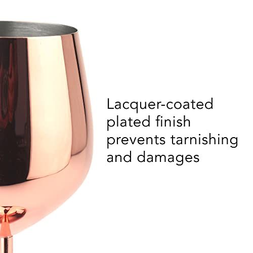 Pg 162392 Copper/Rose Gold Stem Stainless Steel Wine Glass Set 4-18.5 Oz thumb #4