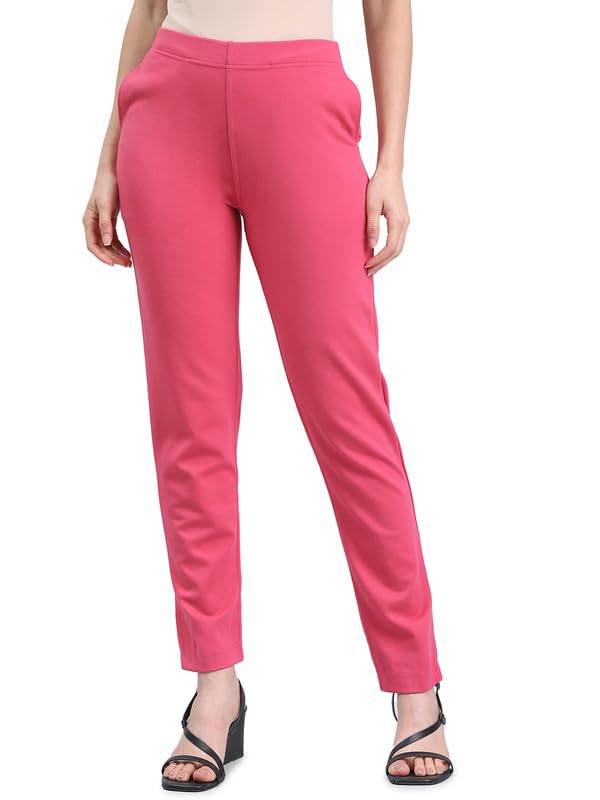 Image of GO COLORS Ponte Smart Kurti Pants Full Length for Women | Breathable, Mid Rise