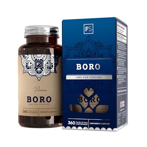 FS Boro | 360 Boron Tabletas - 6mg Suplemento de Boro per Dose | Suplementos de Boron de Alta Potencia | Sin OGM, Gluten ni Alérgenos | Fabricado en el RU