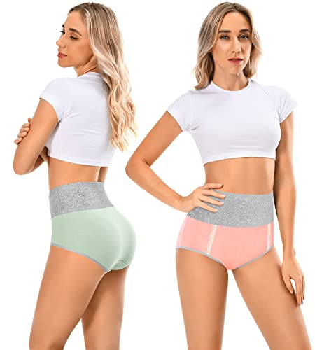 Image of MISSWHO Cotton High Waisted Womens Underwear Soft Stretch Breathable Full Coverage Ladies Panties Multipack
