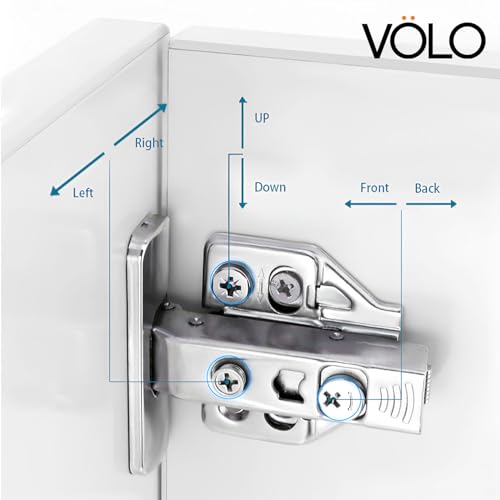 Image of VOLO Cabinet Hinges, Set of 1 (2 Pieces) for Furniture, Wardrobes, Doors, and Storage Units | (3D Soft Close (Stainless Steel), 15 Crank | Inset)