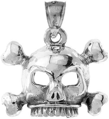 Vintage Style Oxidized Sterling Silver Jolly Roger Skull & Crossbones Pendant