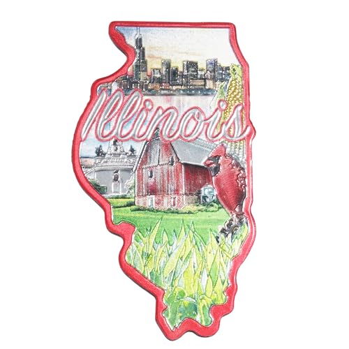 Imán Decorativo Illinois State Montage 2 pulgadas