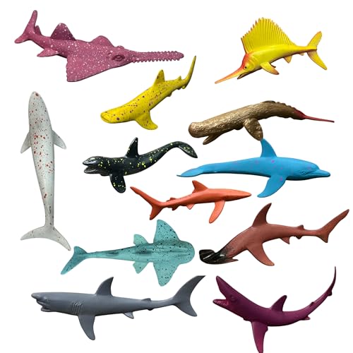 Image of Fish toys for kids -Realistic Ocean Underwater Animals Figures Toy Playset 12PCS Water Animal Figurine Toys Set for Boys and Girls Birthday Gifts for Children Decoration Educational & Learning Items
