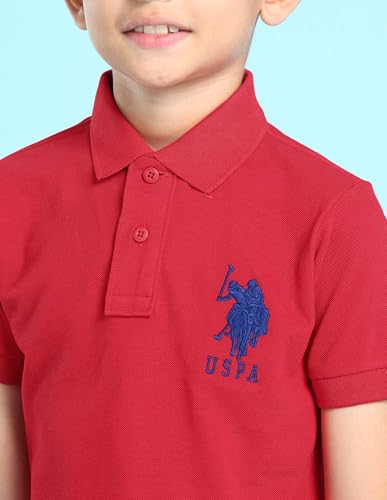 Image of U.S. POLO ASSN. Regular Fit Boys Polo T-Shirts - Cotton Fabric, Ribbed Collar, Short Sleeves T Shirt for Kids -M, Red