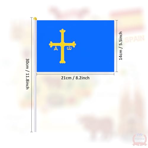 Drapeau des Asturies à main PTEROSAUR lot de 50 mini drapeaux 14x21 cm - 2