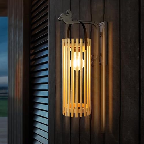 Rattan Natural Lantern Hanging with Handle Solar Lanterns , Outdoor