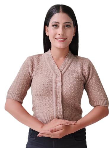 Image of Women's Hosiery Woolen Solid Half Sleeve Sweater Blouse
