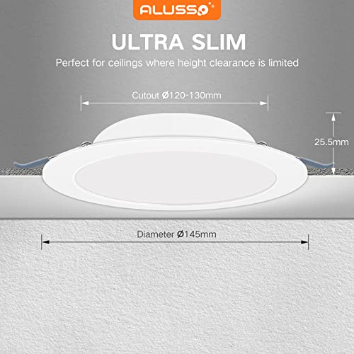 ALUSSO LED Downlights for Ceiling 9W Ultra Slim LED Recessed Ceiling Spot Lights 6500K Cool White IP44 Waterproof Spotlights Ceiling Lights for Bathroom Kitchen Living Room, 6 Pack ALUSSO LED Downlights for Ceiling 9W Ultra Slim LED Recessed Ceiling Spot Lights 6500K Cool White IP44 Waterproof Spotlights Ceiling Lights for Bathroom Kitchen Living Room, 6 Pack