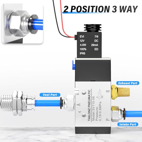 Image of TAILONZ 1 /4 inchNPT DC12V Solenoid Valve 2Position 3Way Outlet wire 3V210-08