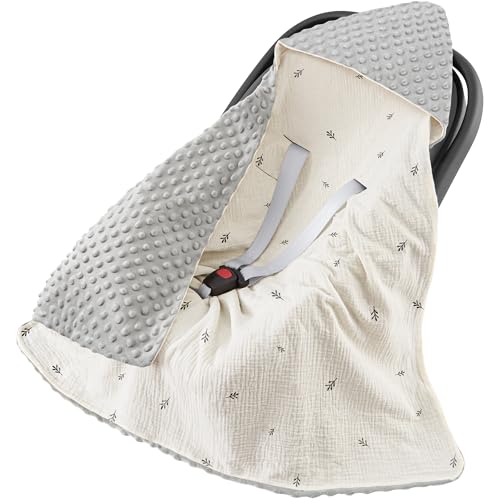 Susurration Couverture Enveloppante Bébé Chanceliere Enveloppante Bébé Poussette ou Siege Auto Cosy Lavable nid d Ange pour Naissance Enfant 90 x 90 cm (Bourgeons...