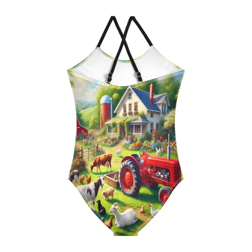 Farm Truck Animal Bathing Suits for Girls Kids Swimsuits Summer Beach Swimwear One Piece Swimsuits2