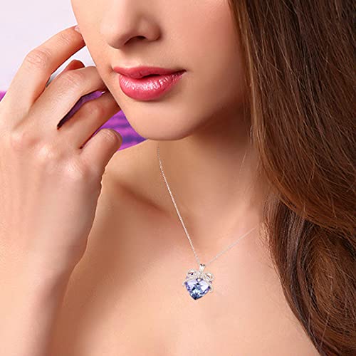 Aeneas Bow Necklace Sterling Silver Bow Tie Pendant Necklace Amethyst Jewelry Gifts For Women Girls #TOP5