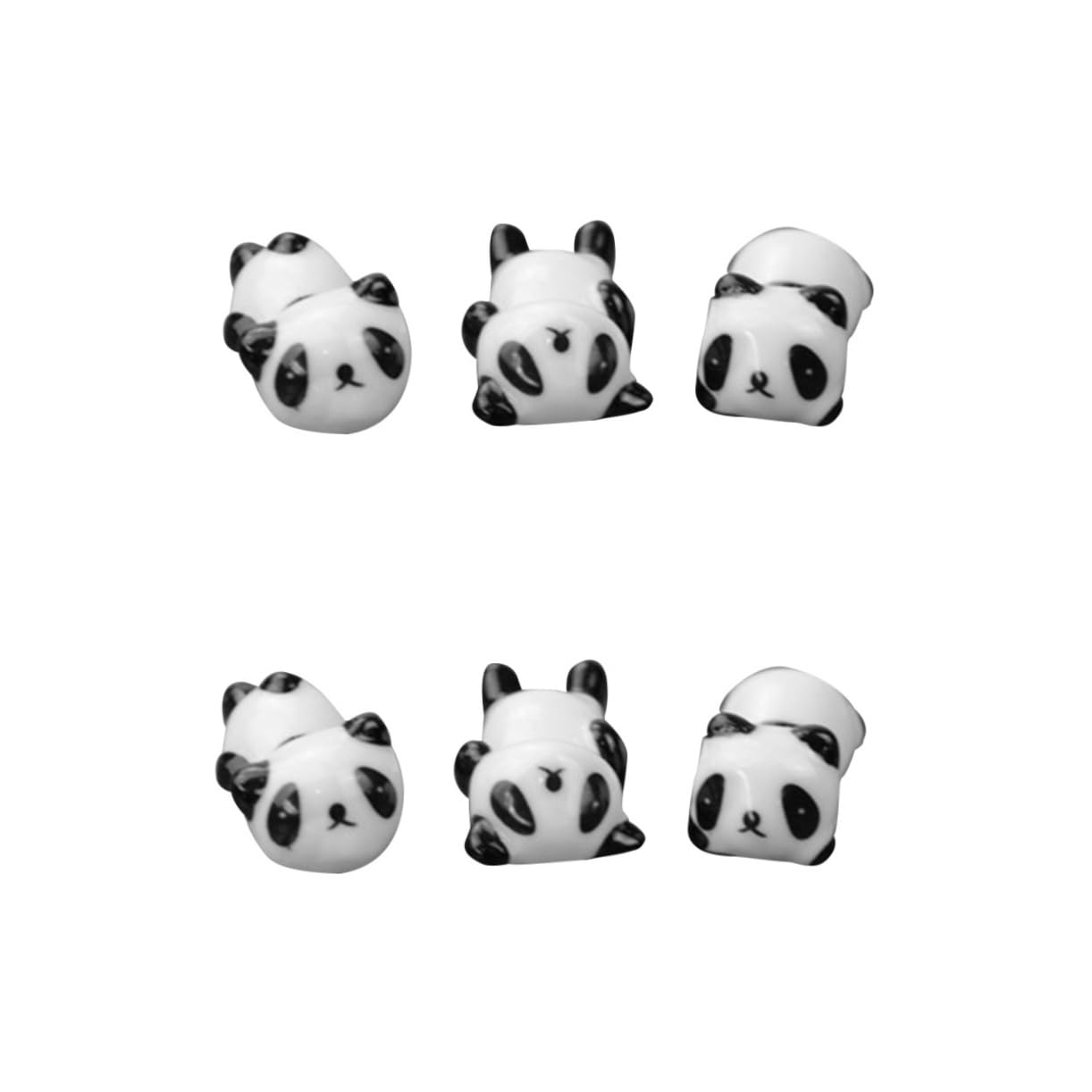 Repose-Baguettes, Supports pour Baguettes de Restaurant, Motif Panda en céramique, Lot de 6, Noir et Blanc, 14,7 x 7,6 x 7,6 cm