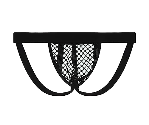 Swbreety Men's Fishnet Mesh Jockstrap Athletic Supporter Jock Straps Underwear Black