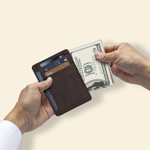 Slim Real Leather RFID Wallet for Men & Women - Dark Brown - Image 4