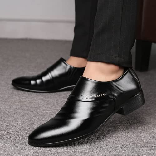 BORAMAX Men's Dress Shoes Slip-On Loafers Formal Wedding Shoes for Men Fashion Metal Strip Decoration Business Leather Shoes4