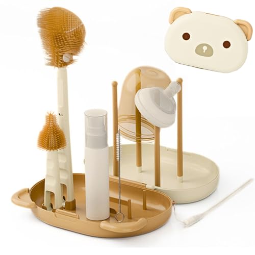 RIMAFI Komplettset, tragbarer Reinigungskoffer zum Reinigen trockener Flaschen und Sauger, Flaschenbürsten, Geschenk für Babys oder Neugeborene, für den Baby-Kulturbeutel