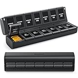 AUVON Innovative Faltbare Tablettenbox 7 Tage Morgens Abends, Medikamentenbox Kompakt mit Doppeltem Schutz (Magnetverschluss), Medikamentenbox Pillendose für Unterwegs, Medikamente, Vitamine, Fischöl