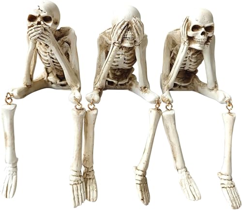 3 Figuras Decorativas de Calaveras en Resina para Halloween
