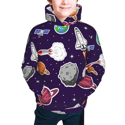 Rocket Satellite Kids Pullover Hoodies Boys Sweatshirts Girls Athletic Clothes with Pocket2