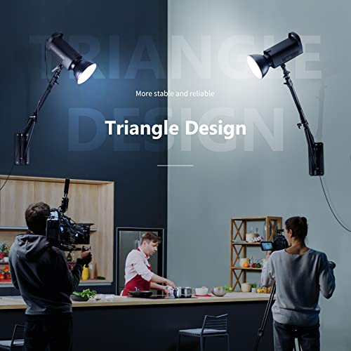 Image of Neewer 2-Pack Triangle Wall Mounting Boom Arm for Photography Studio Video Strobe Lights Monolights Softboxes Umbrellas Reflectors,180 Degree Flexible Rotation,Max Length 70.8 inches /180CM (Black)