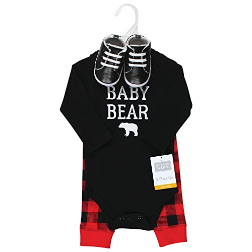 Image of Hudson Baby Unisex Baby Cotton Bodysuit, Pant and Shoe Set