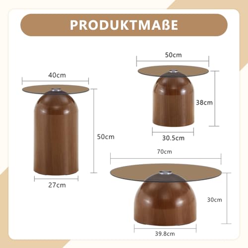 Table basse en verre noyer empilable pour optimiser l'espace des petits salons