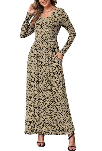 Image of EUOVMY Women's Long Sleeve Loose Maxi Dresses Casual Long Dresses with Pockets