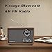 LoopTone AM FM Radio for Home,Bluetooth in/Out Retro Wood Radios with AUX in,Headphone Jack, Vintage Table Radio with Treble Bass Control for Kitchen Living Room with Rotary Knob