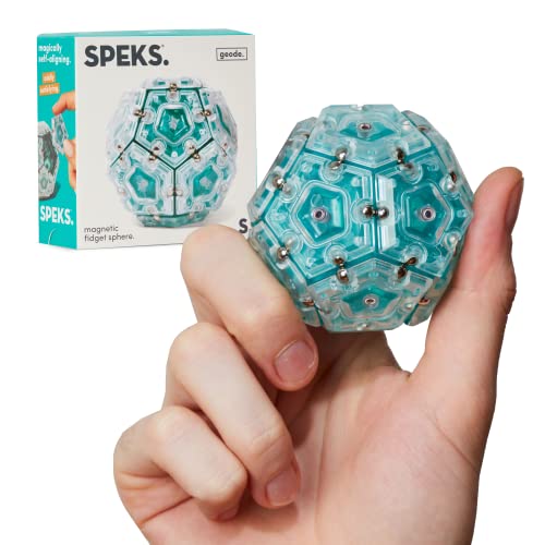 Speks-Geode-Magnetic-Fidget-Sphere-Pentagons-12-Piece-Set-Aqua-Fun-Desk-Toy-for-Adults