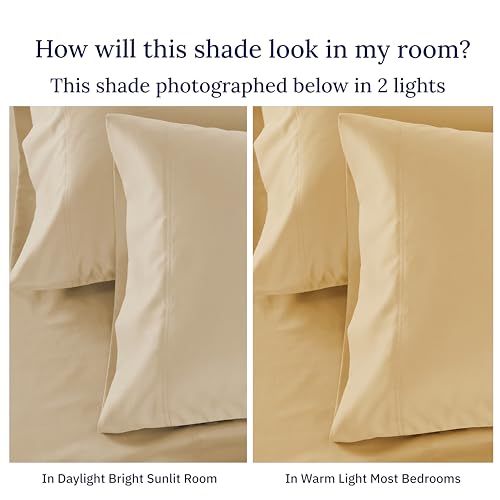 California Design Den 100% Cotton Split King Sheets, 600 Thread Count Sateen, Soft, Cooling Cotton Sheets, Hotel-Quality Bedding Sheets & Pillowcases (Golden Tan)