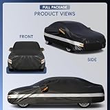Holthly 10 Schichten Autoabdeckung 100% Wasserdicht Vollgarage Abdeckplane Auto Garage Staubdicht Wasserdicht Autohülle Autoplane Winter & Sommer für Audi A4 A5, BMW 3er Limousine usw. Schwarz C7