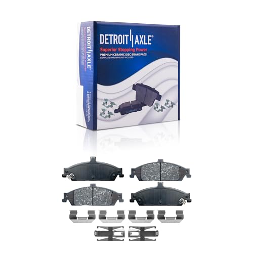 Image of Detroit Axle - Brake Pads for 1999-2004 Oldsmobile Alero, 2005 Pontiac Grand Am, Ceramic Brake Pads w /Hardware 2000 2001 2002 2003 Front and Rear Replacement