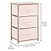 mDesign Steel Top and Frame Storage Dresser Tower Unit with 3 Removable Fabric Drawers for Bedroom, Living Room, or Bathroom - Holds Clothes, Accessories, Lido Collection - Light Pink/Rose Gold