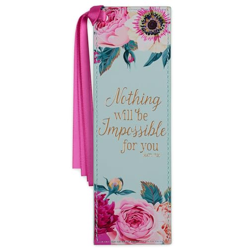 Image of Christian Art Gifts Faux Leather Bookmark: Nothing Will Be Impossible