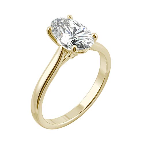 Charles & Colvard 14K Yellow Gold Moissanite 10x6mm Elongated Oval Engagement Ring, 2.30ct DEW2