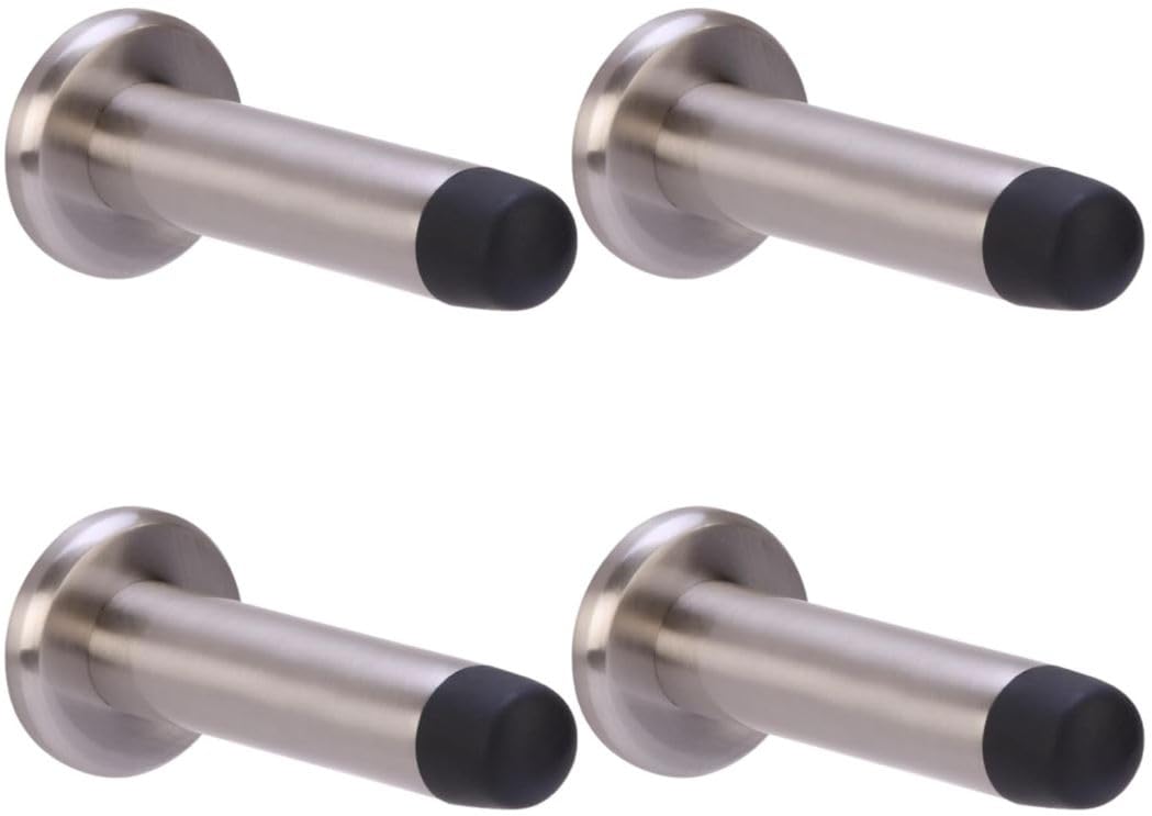 Direct Door Handles. Satin Nickel Direct Door Handles® 75Mm Projection Skirting Or Wall Mounted Door Stop Concealed Fix With Rubber Buffer In With Fixing Screws (Pack Of 4)