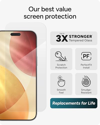 Image of ZAGG Glass+ Screen Protector for iPhone 17 Pro Max - 3X Stronger, Impact & Shatter Protection, Scratch & Smudge-Resistant iPhone Tempered Glass, InvisibleShield, Easy PerfectFit Install